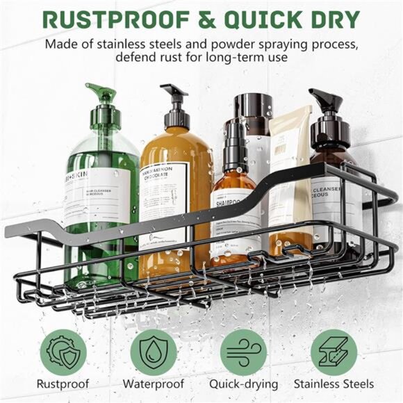 Shower Caddy 3-Pack, Adhesive Shower Organizer with Soap Holder - Picture 12 of 16